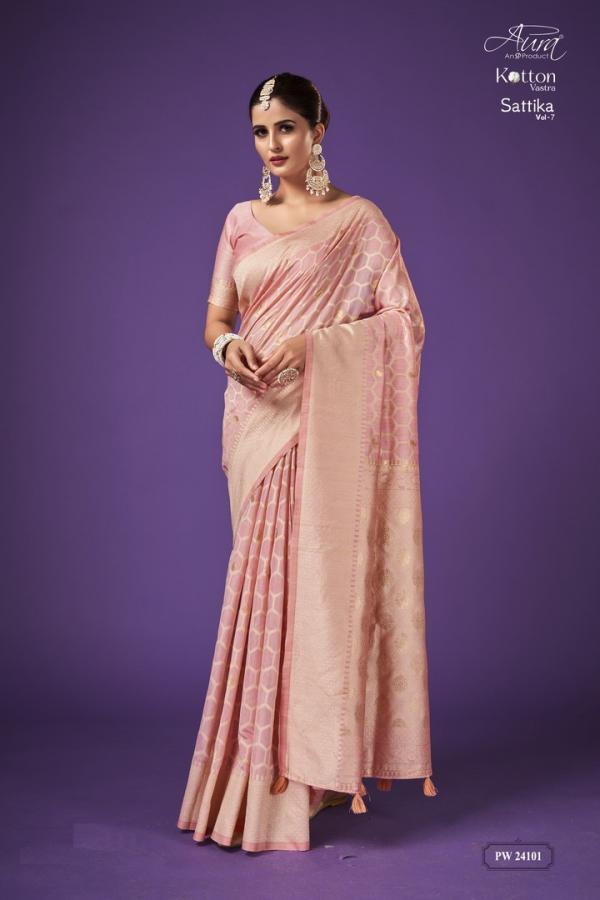 Aura Sattika Vol 7 New Stylish Cotton Silk Saree Collection